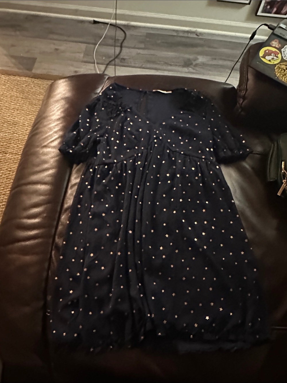 miami Navy Mini Dress with Gold Star Print